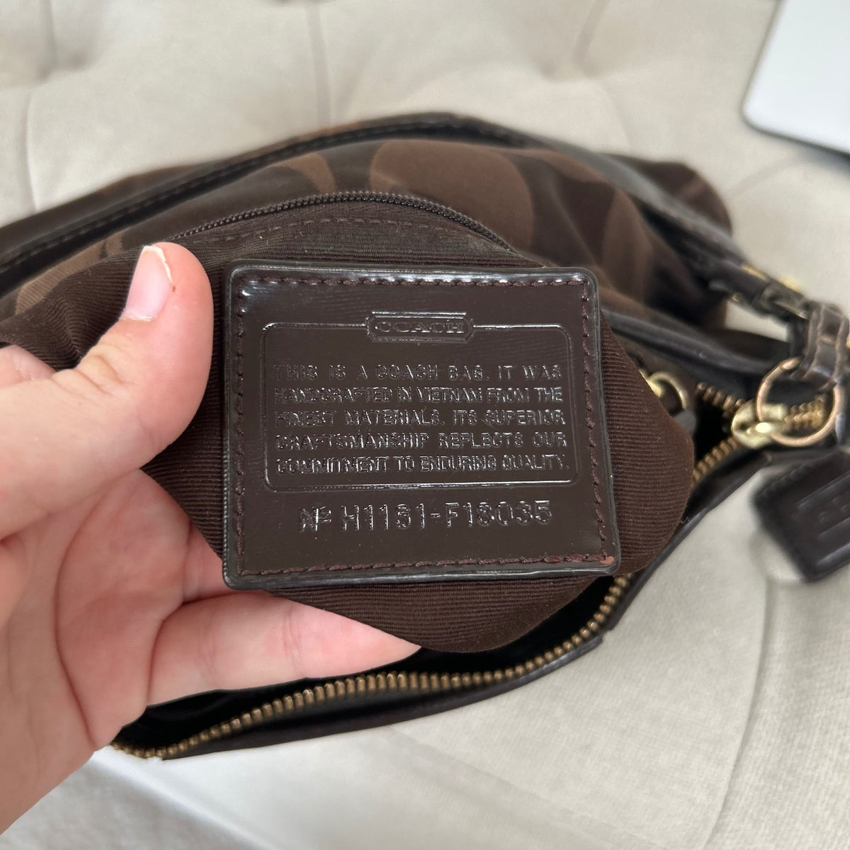 Coach Chocolate Brown Stripe Mini Shoulder Bag H1161-F18035