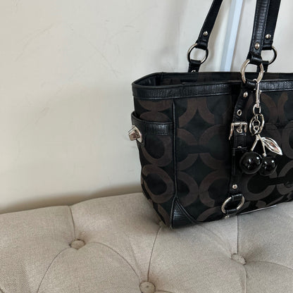 Coach Black Monogram Turnlock Tote Shoulder Bag E1394-19404M