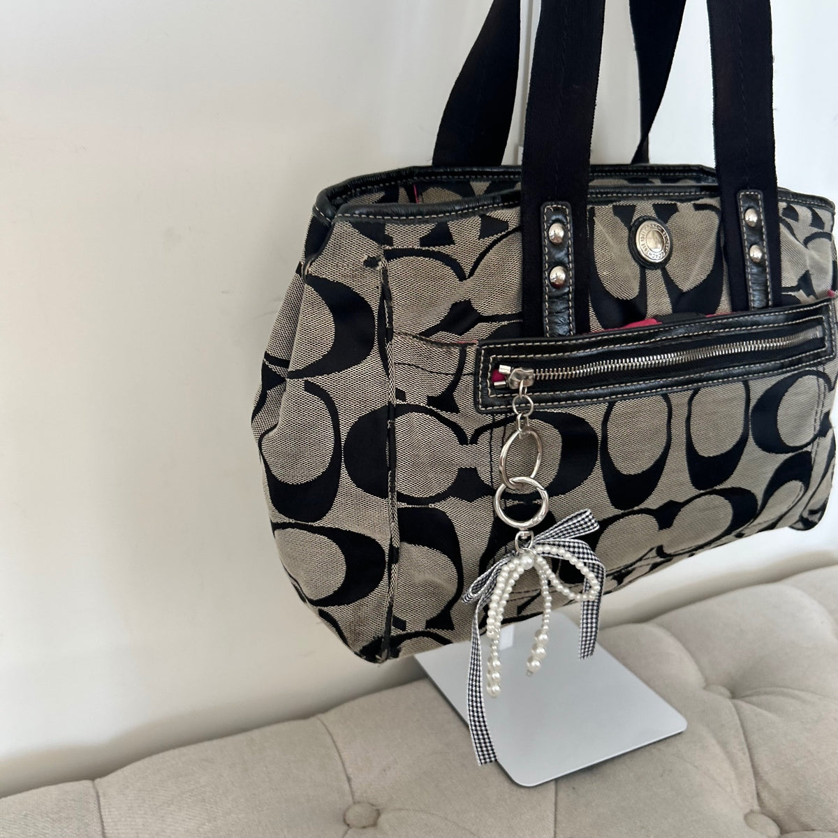 Coach Black Signature Monogram Shoulder Bag D1193-F14878