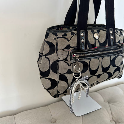 Coach Black Signature Monogram Shoulder Bag D1193-F14878