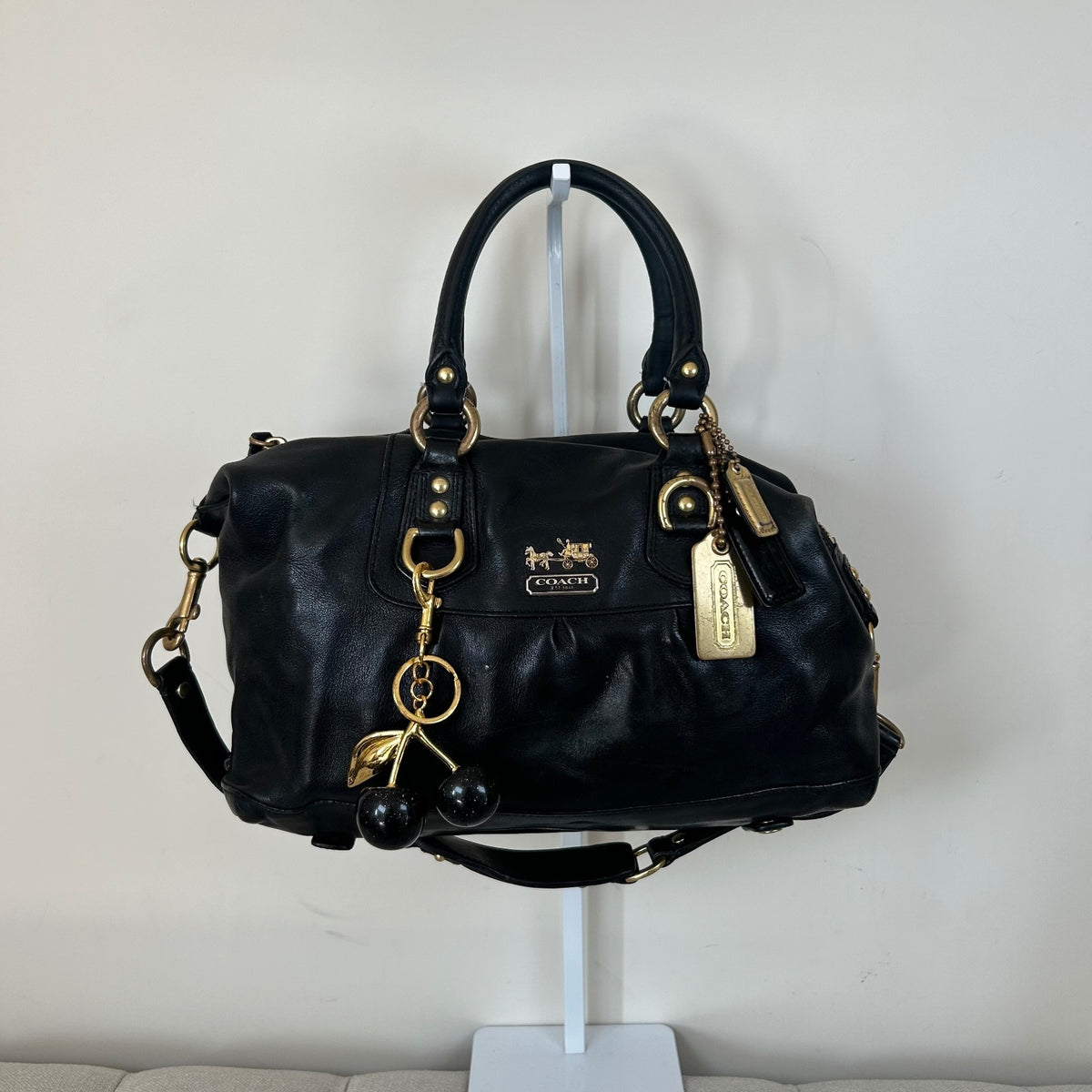 Coach Ashley Black Leather Convertible Handbag L0871-12937