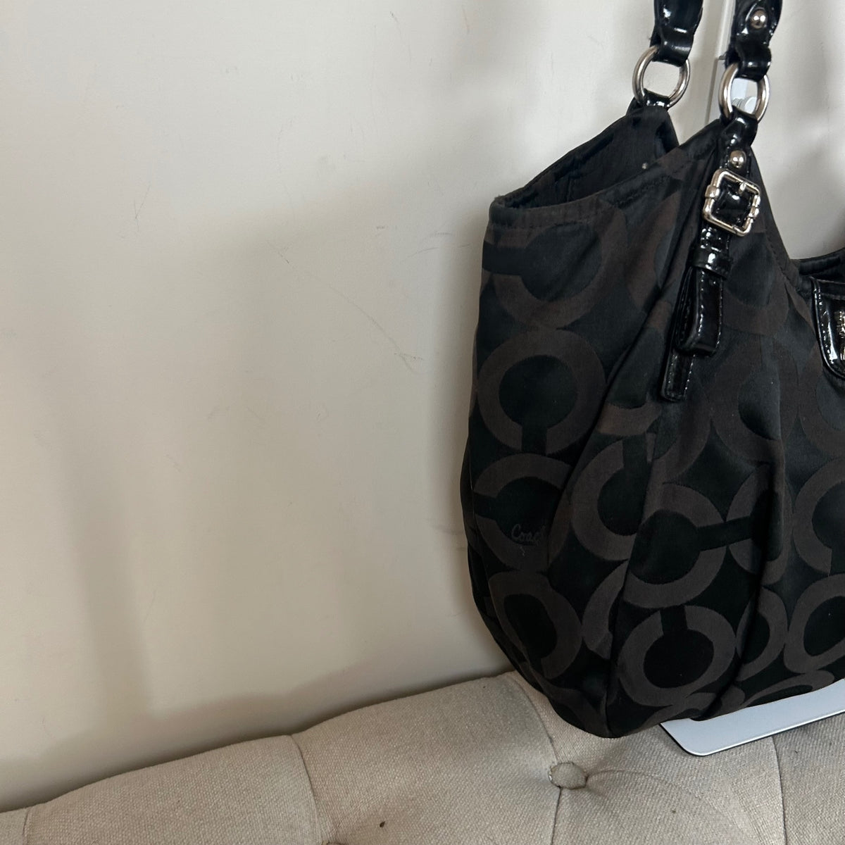 Coach Black Signature Monogram Shoulder Bag J1171-18649