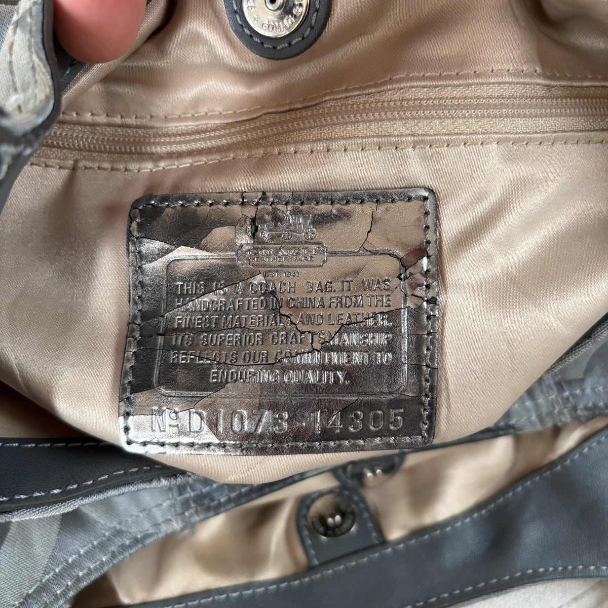Coach Grey Monogram 3 Compartment Shoulder Bag D1073-14305