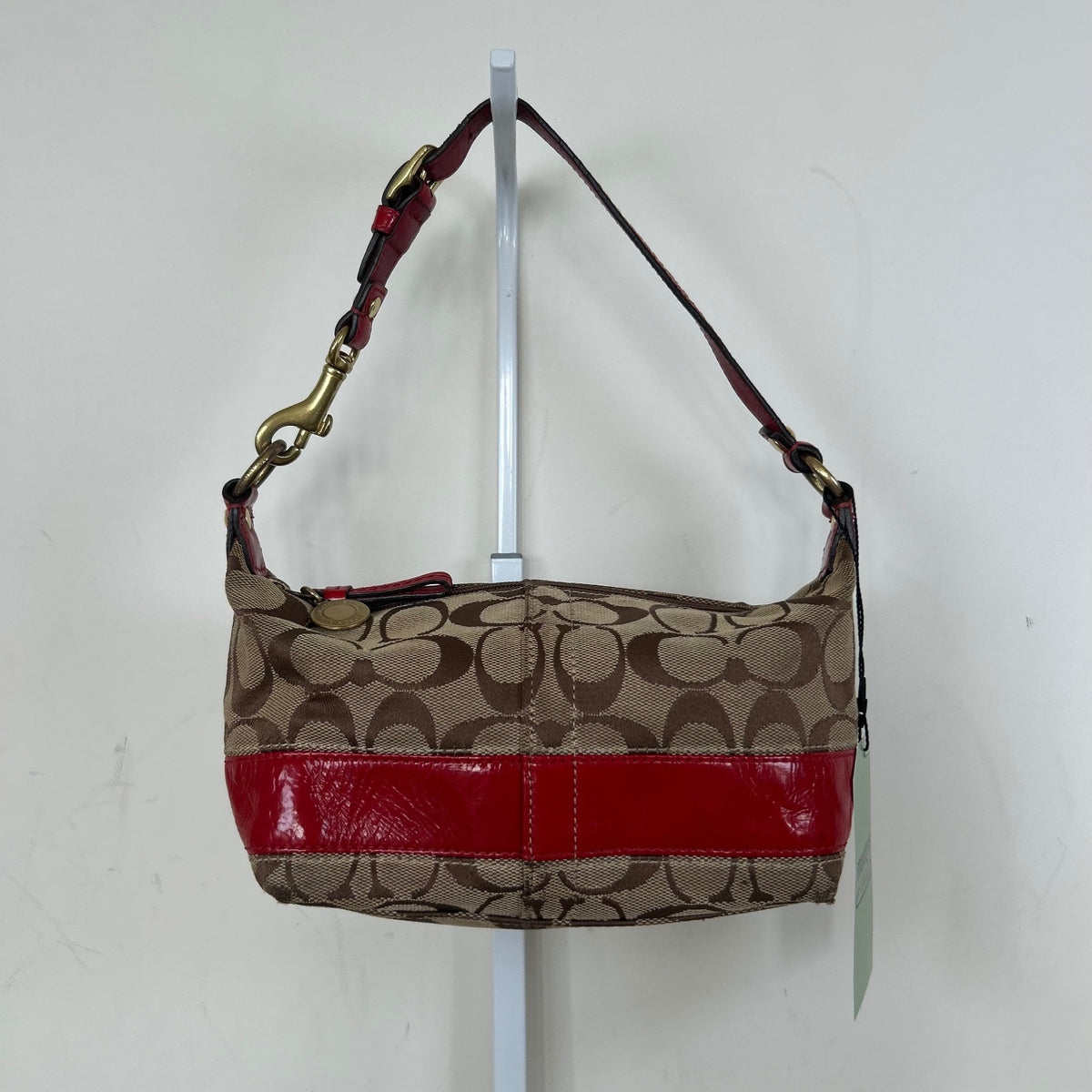 Coach Brown Mini Legacy Clutch Shoulder Bag with Red Stripe E0868-41642