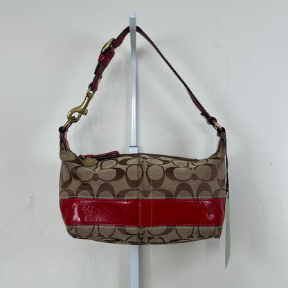 Coach Brown Mini Legacy Clutch Shoulder Bag with Red Stripe E0868-41642