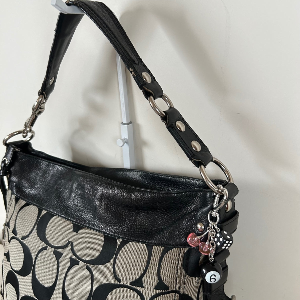 Coach Large Black Monogram Zoe Shoulder Bag K0982-F12674