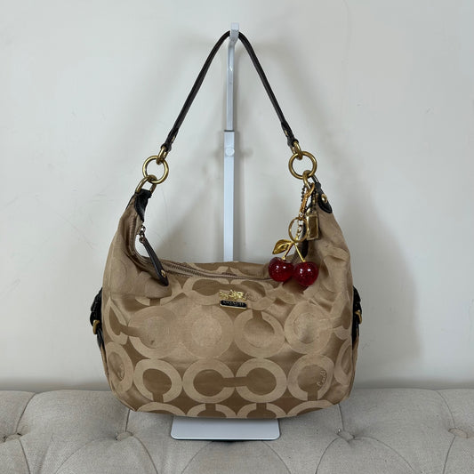 Coach Brown Beige Monogram Convertible Hobo Shoulder Bag H1169-18801M