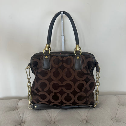 Coach Chocolate Brown Monogram Convertible Shoulder Bag G1082-15342