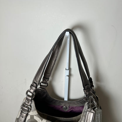 Coach Grey Signature Monogram 3 Compartment Shoulder Bag D1182-17689