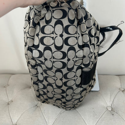 Coach Black Signature Monogram Stripe Tote Shoulder Bag E1421-F28503