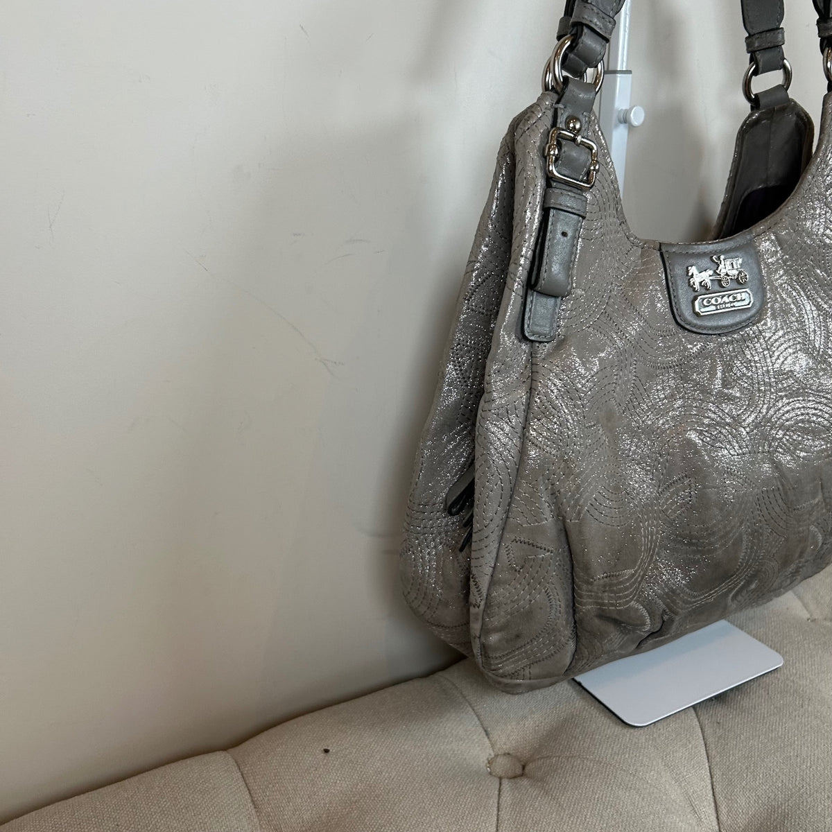 Coach Silver Monogram 3 Compartment Maggie Shoulder Bag F1126-16766