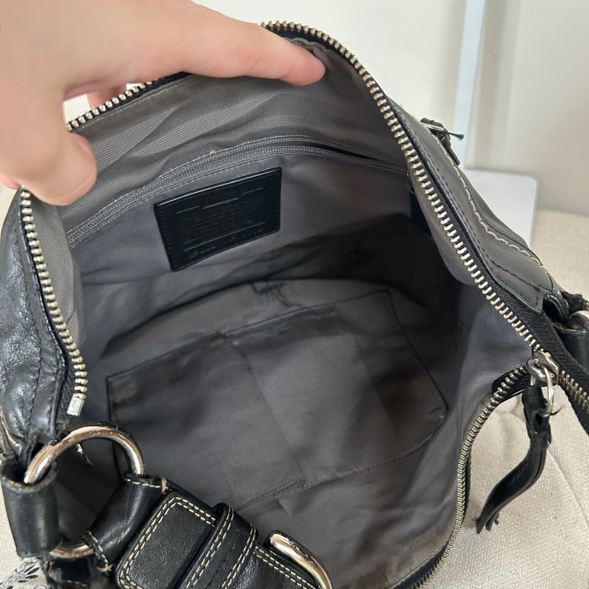 Coach Black Leather Half Moon Shoulder Bag J0917-F13730