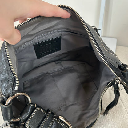 Coach Black Leather Half Moon Shoulder Bag J0917-F13730