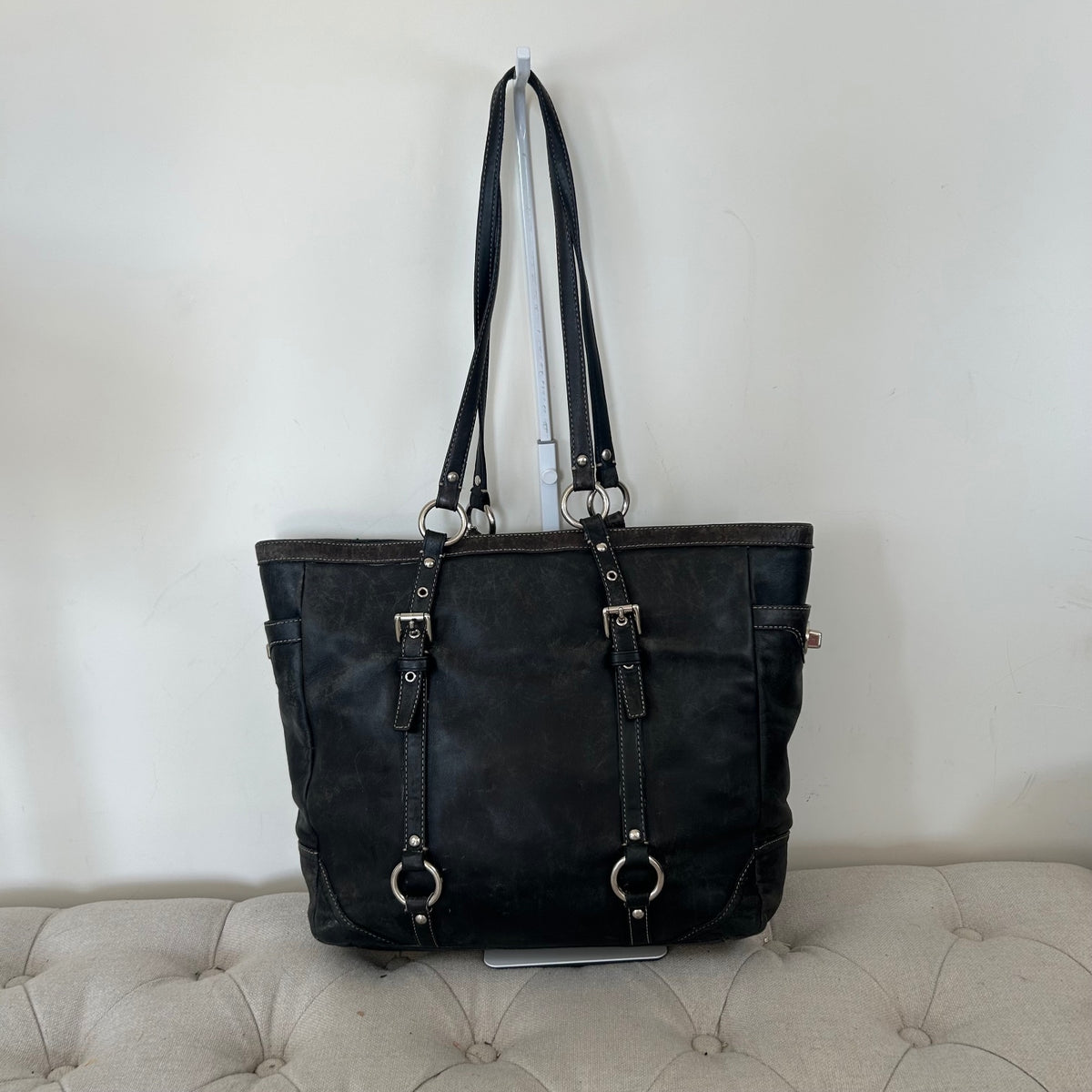 Coach Black Leather Large East-West Tote Shoulder Bag H0820-F11525