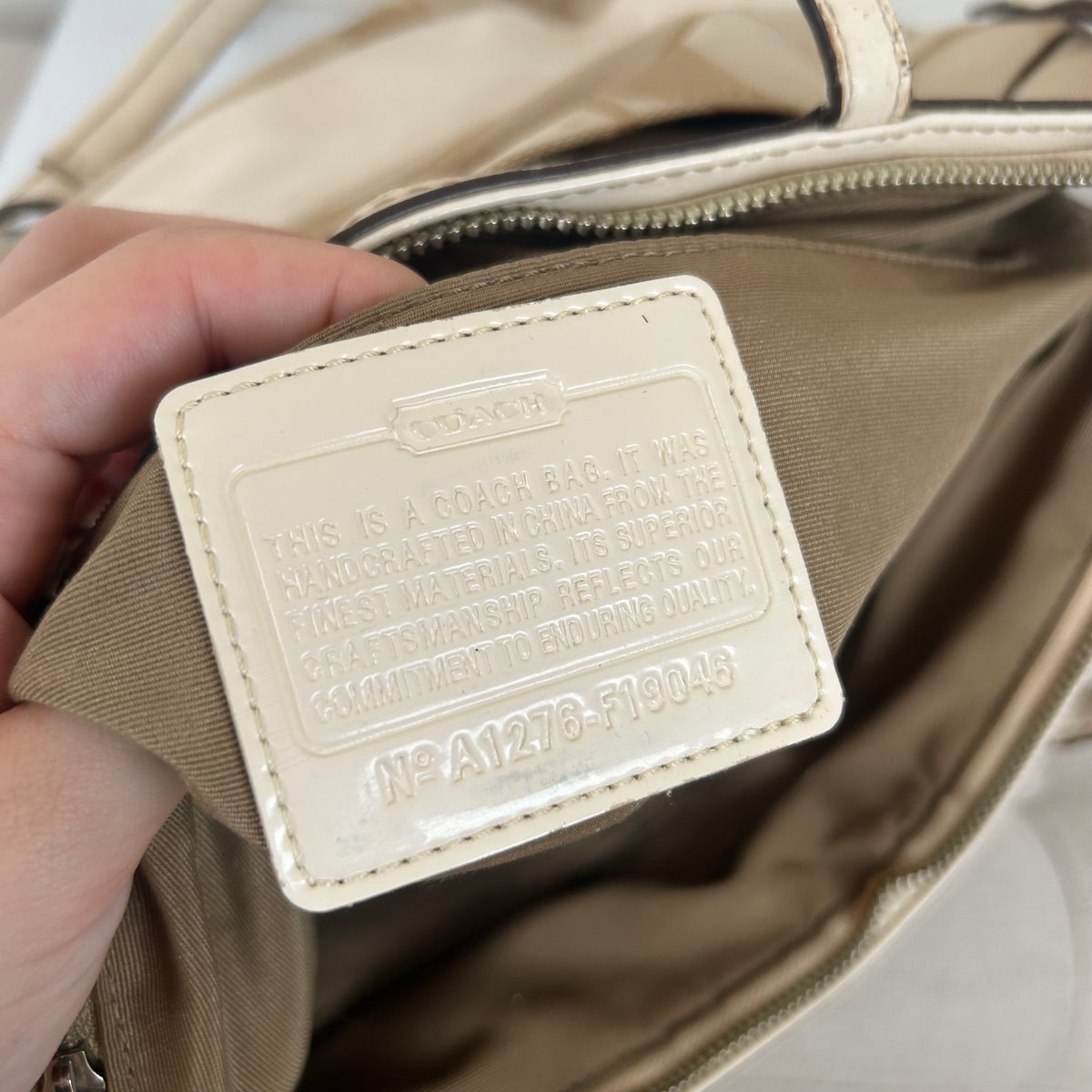 Coach Beige Signature Stripe Tote Shoulder Bag A1276-F19046