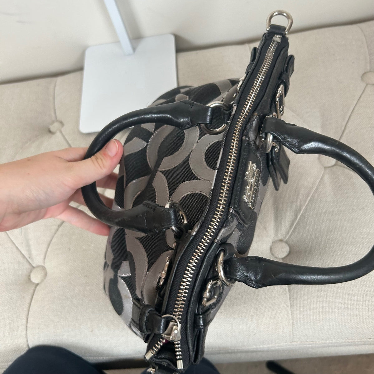 Coach Ashley Mini Op Art Grey Handbag G1176-16601