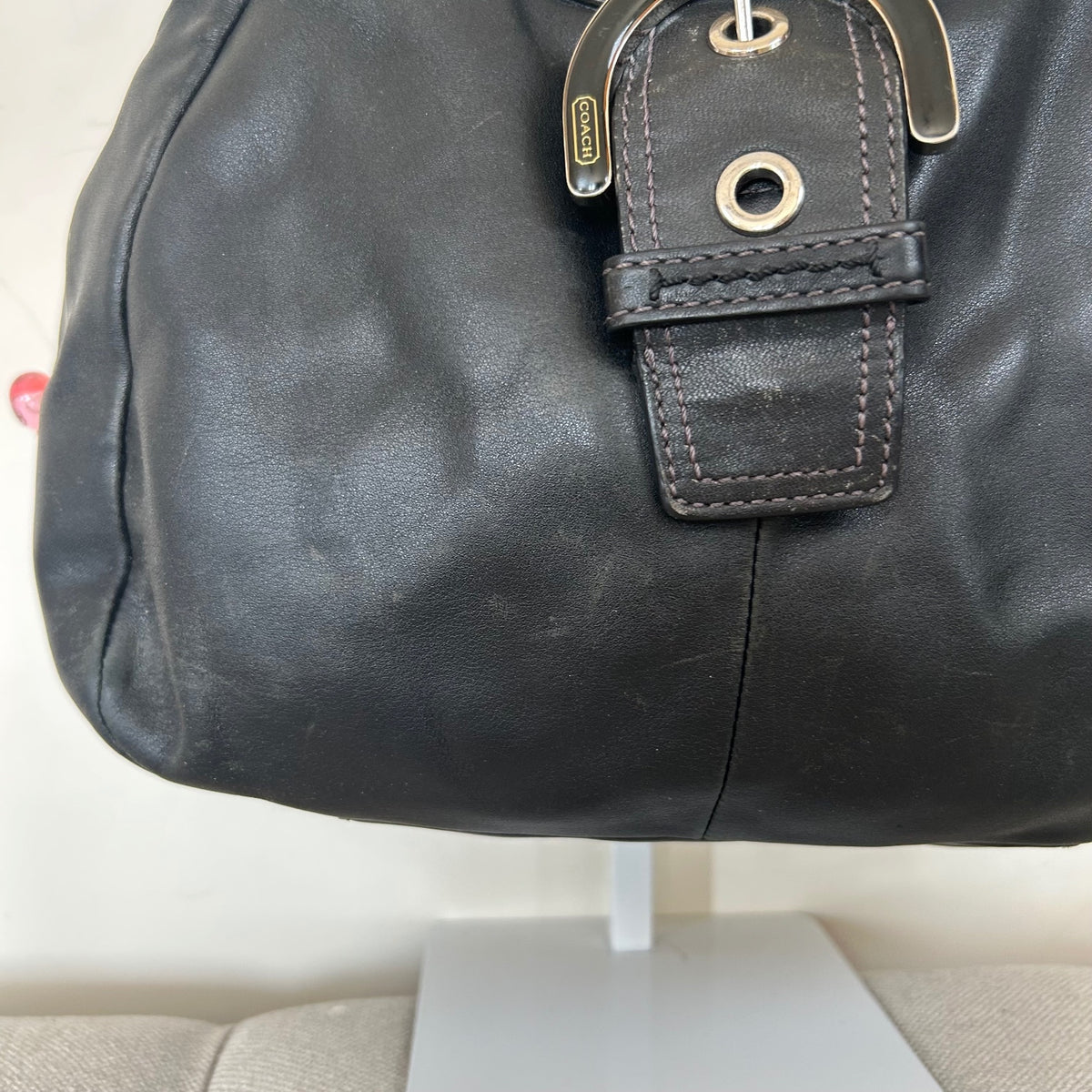 Coach Black Leather Hobo Buckle Front Shoulder Bag D1125-F17219