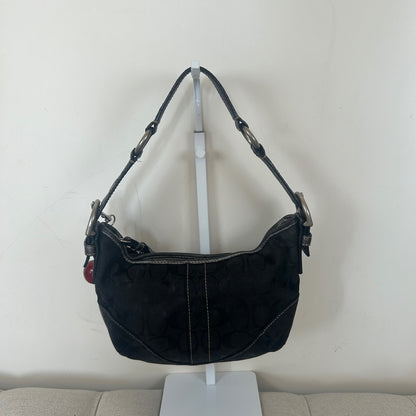 Coach Black Monogram Soho Hobo Shoulder Bag Metallic Snakeskin Strap F05Q-8K35