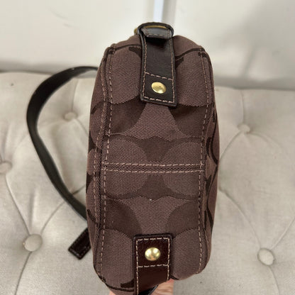 Coach Chocolate Brown Monogram Mini Zoe Shoulder Bag H0826-41856