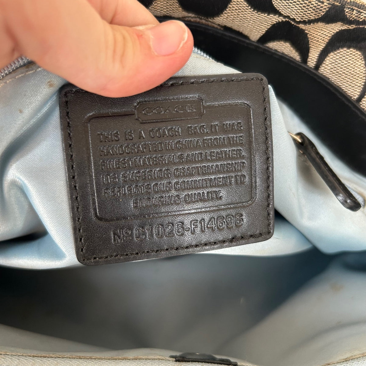 Coach Penelope Black Monogram 3 Compartment Shoulder Bag C1026-F14696