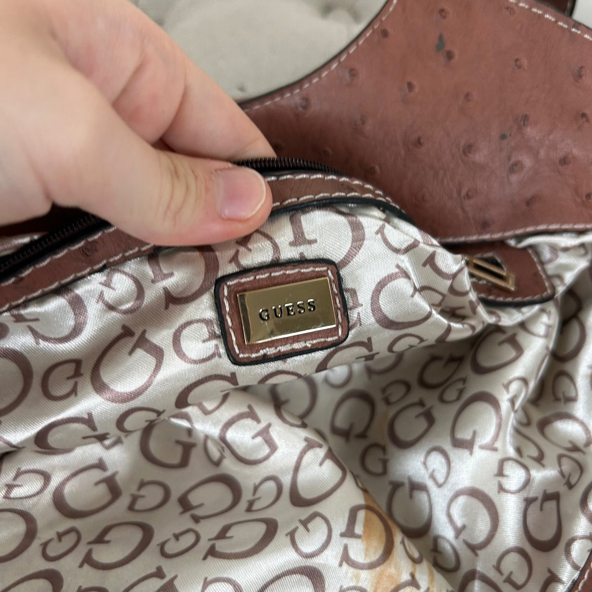 RARE Vintage Guess Brown Zebra Print Large Handbag