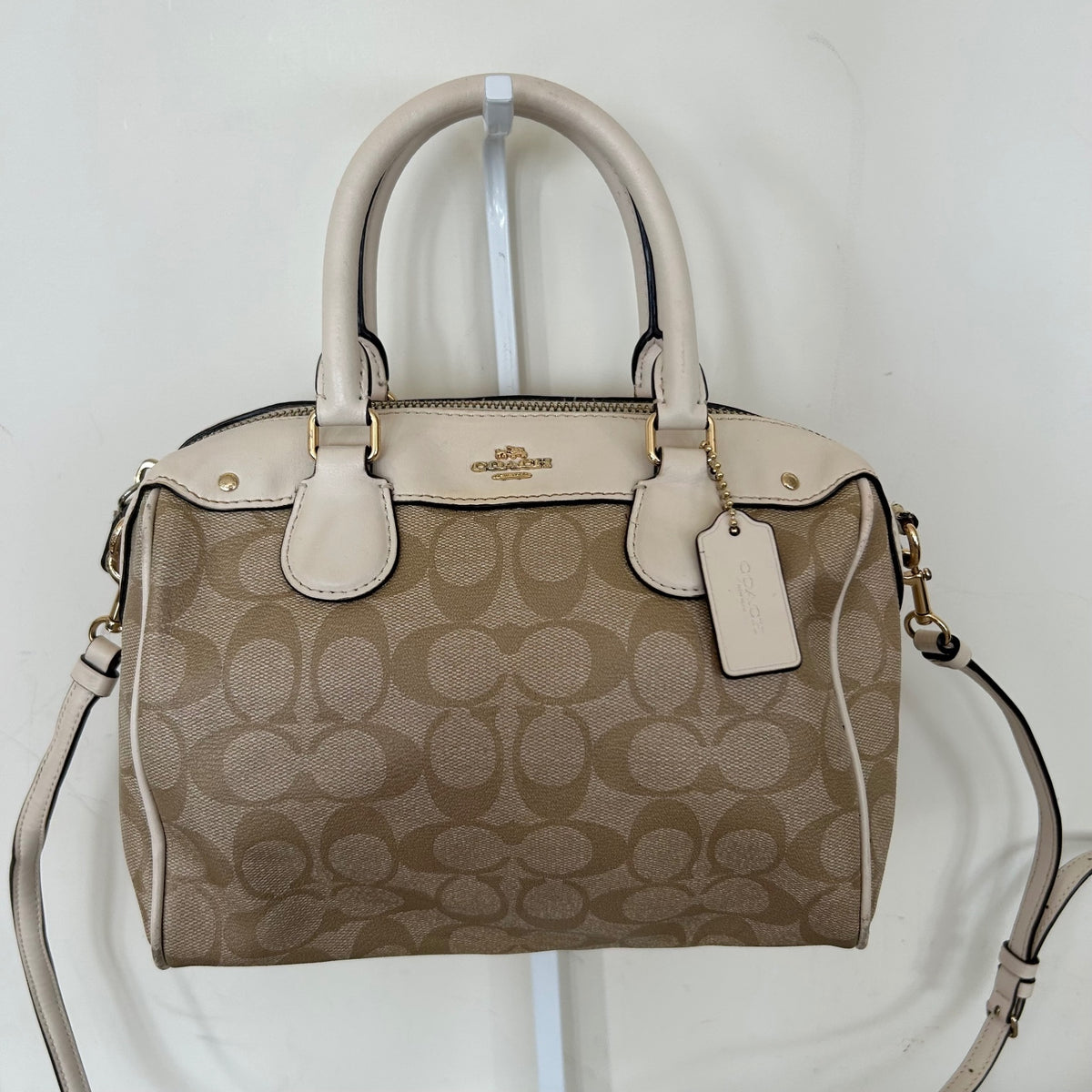 Coach Rowan Beige Mini Shoulder Bag Handbag Purse Gold Hardware H1780-F58312