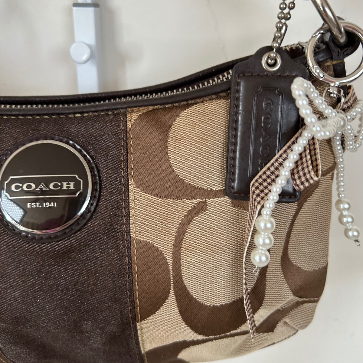 Coach Brown Monogram Stripe Mini Shoulder Bag H1176-F17439