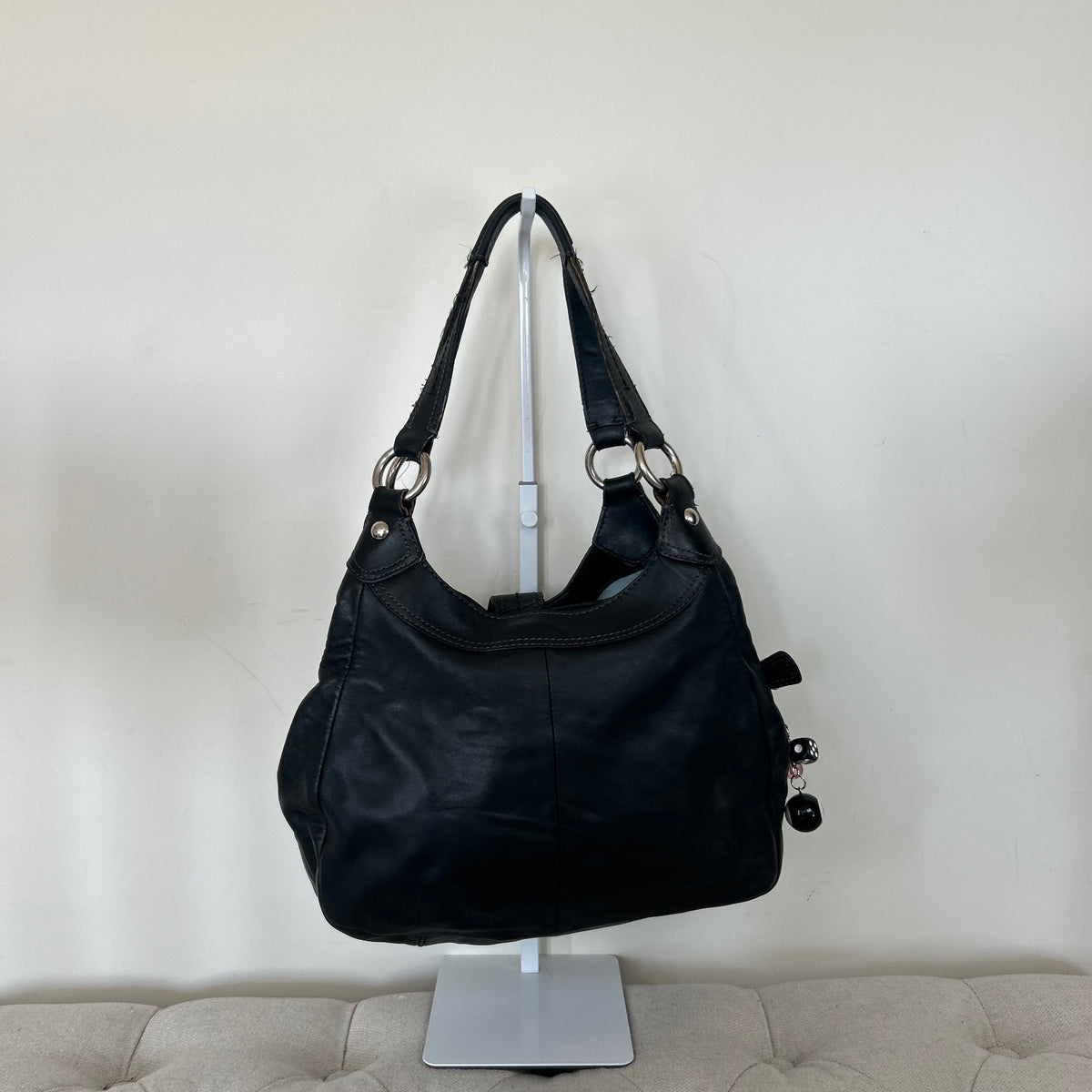 Coach Black Leather Hobo Buckle Front Shoulder Bag D1125-F17219
