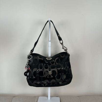 Coach Black and Grey Optic Monogram Mini Shoulder Bag D06J-10141