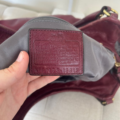 Coach Madison Maggie Burgundy Red Leather Shoulder Bag F1173-18612