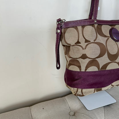 Coach Signature Monogram Purple Stripe Tote Shoulder Bag E1020-F15112