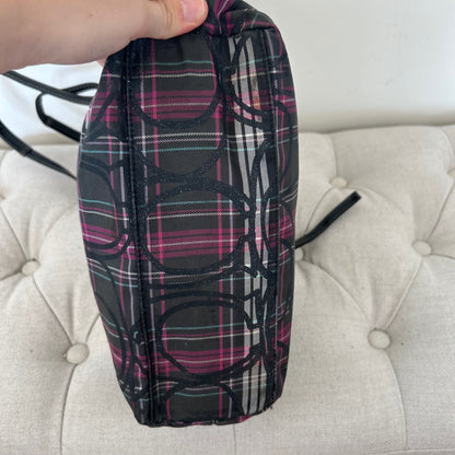 Coach Purple Black Plaid Tote Shoulder Bag H1194-F17712