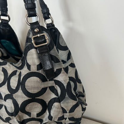 Coach Maggie Black OP Signature Monogram 3 Compartment Shoulder Bag E1120-F17020