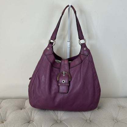 Coach Purple Leather Buckle Front 3 Compartment Shoulder Bag E1120-F17092