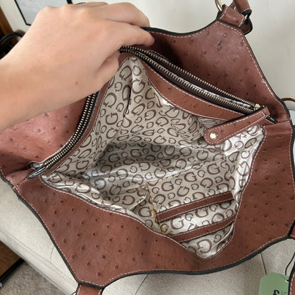 RARE Vintage Guess Brown Zebra Print Large Handbag