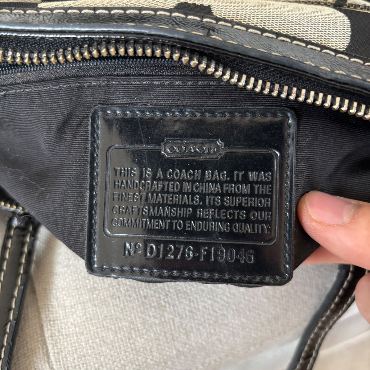 Coach Black Signature Stripe Monogram Tote Shoulder Bag D1276-F19046