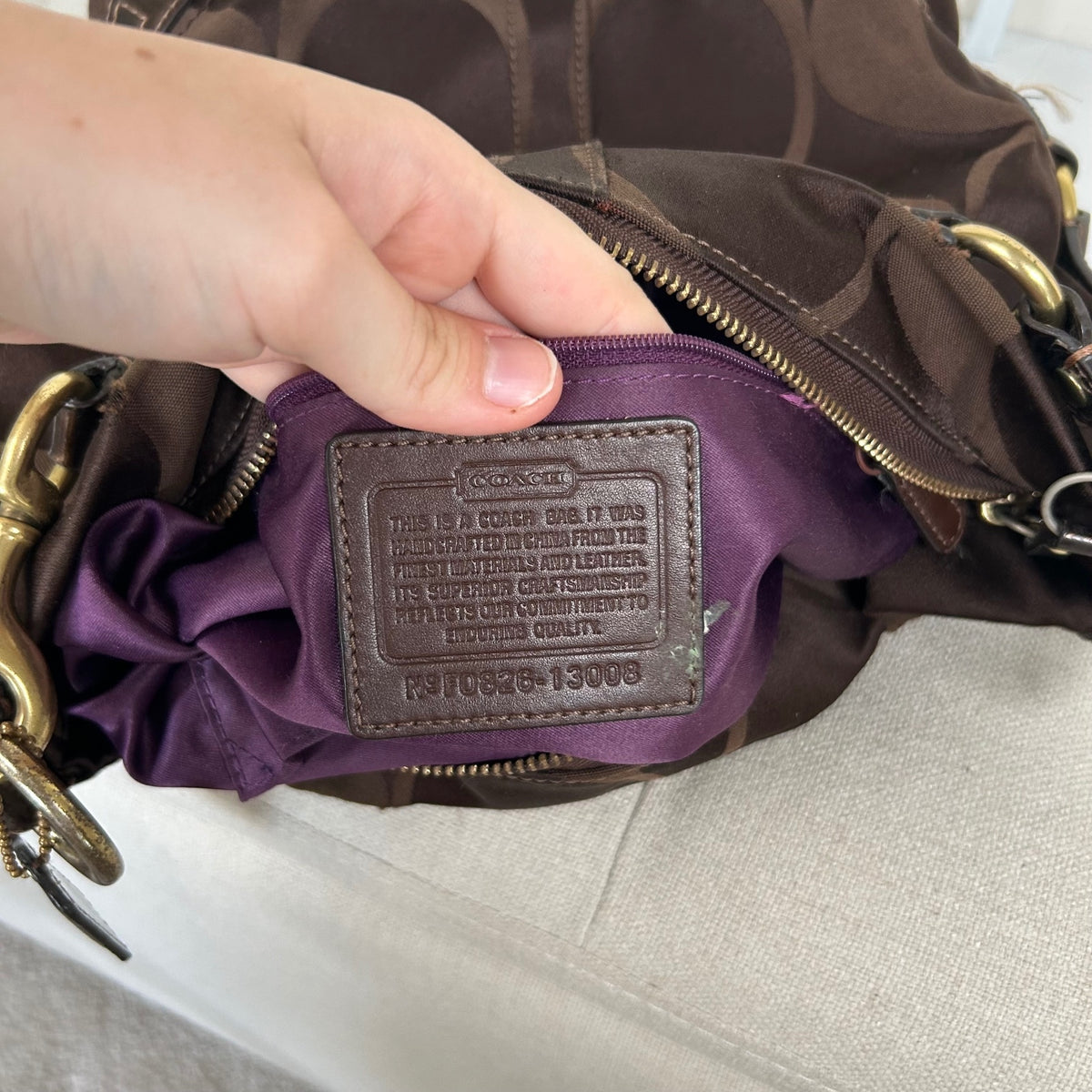 Coach Brown Carly Medium Monogram Shoulder Bag F0825-13008