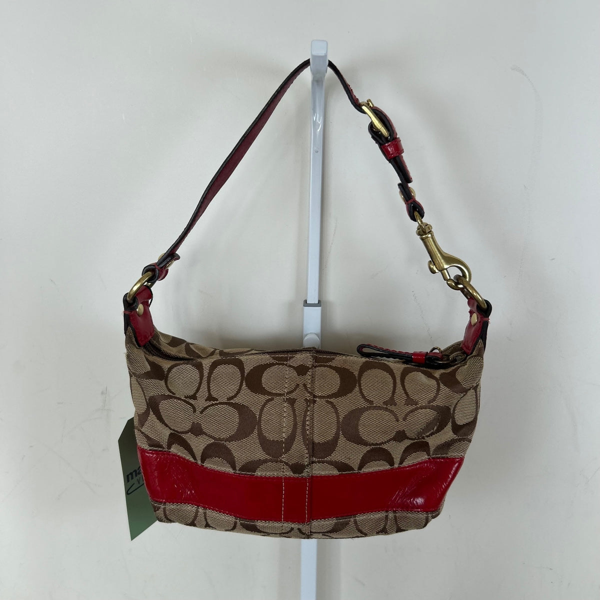 Coach Brown Mini Legacy Clutch Shoulder Bag with Red Stripe E0868-41642