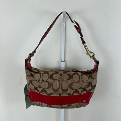 Coach Brown Mini Legacy Clutch Shoulder Bag with Red Stripe E0868-41642