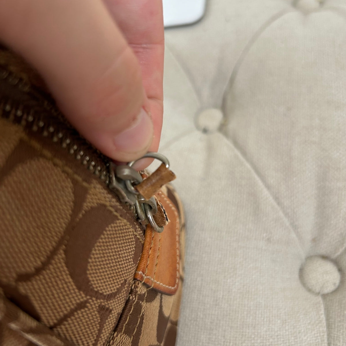 Coach Brown Monogram Front Buckle Satchel Shoulder Bag D04J-6846