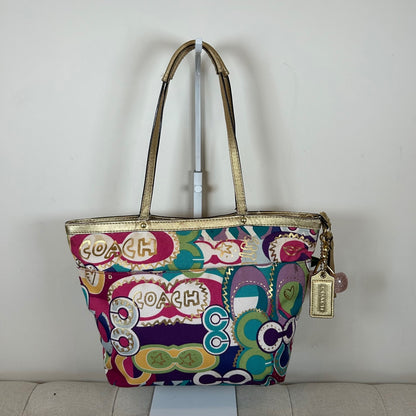 Coach Poppy Pink Graffiti Signature Tote Shoulder Bag M1205-F19434