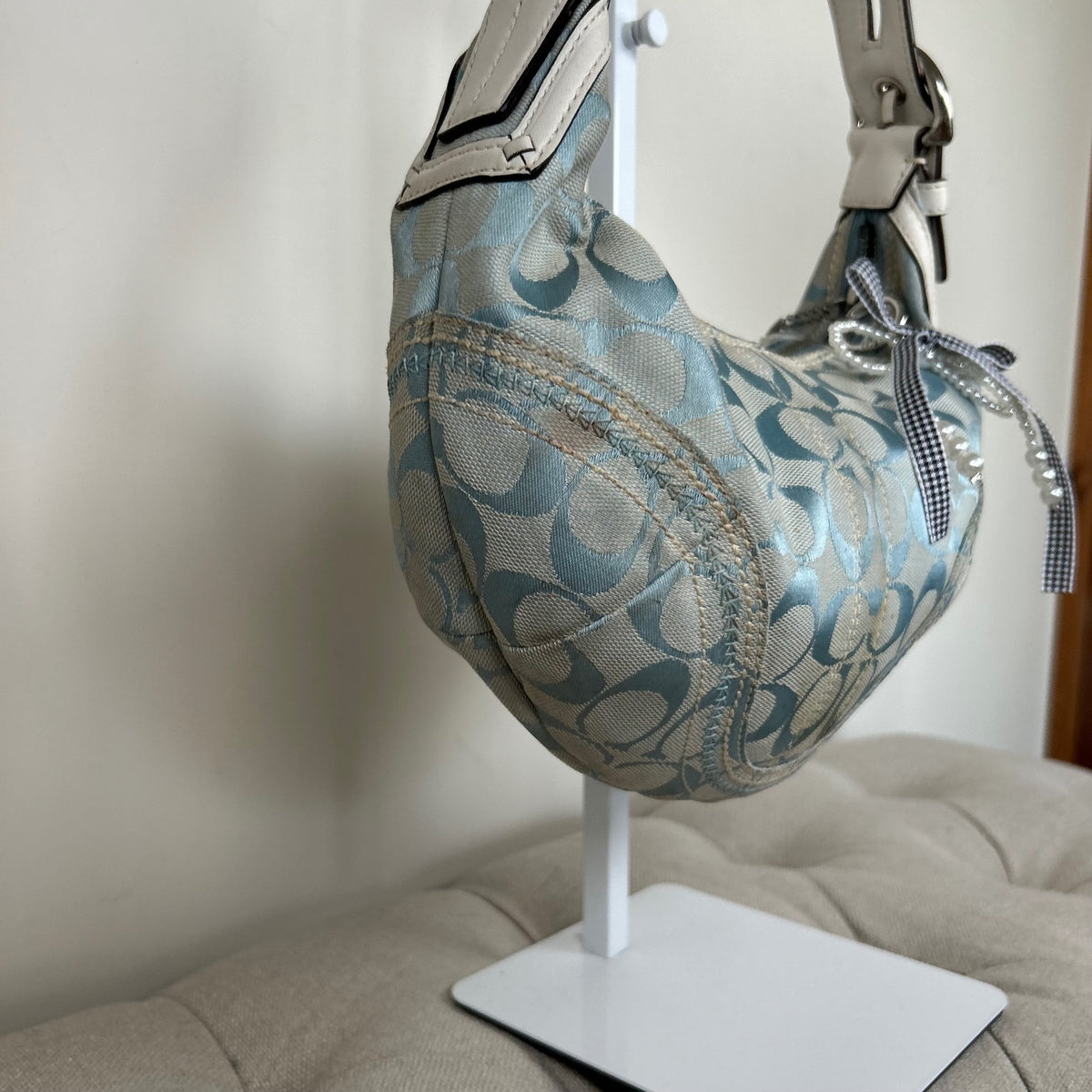 Coach Blue Monogram Signature Half Moon Hobo Shoulder Bag K0668-10599