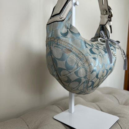 Coach Blue Monogram Signature Half Moon Hobo Shoulder Bag K0668-10599