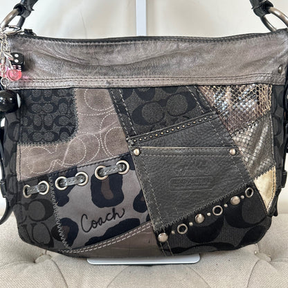 Coach Grey Patchwork Zoe Hobo Slouchy Shoulder Bag H0873-12901