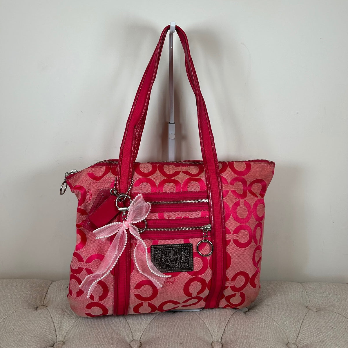 Coach Poppy Neon Pink Shoulder Tote Bag M0920-14530