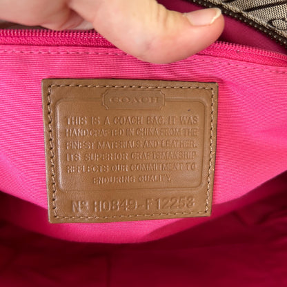 Coach Brown Pink Stripe Canvas Tote Shoulder Bag H0849-F12258