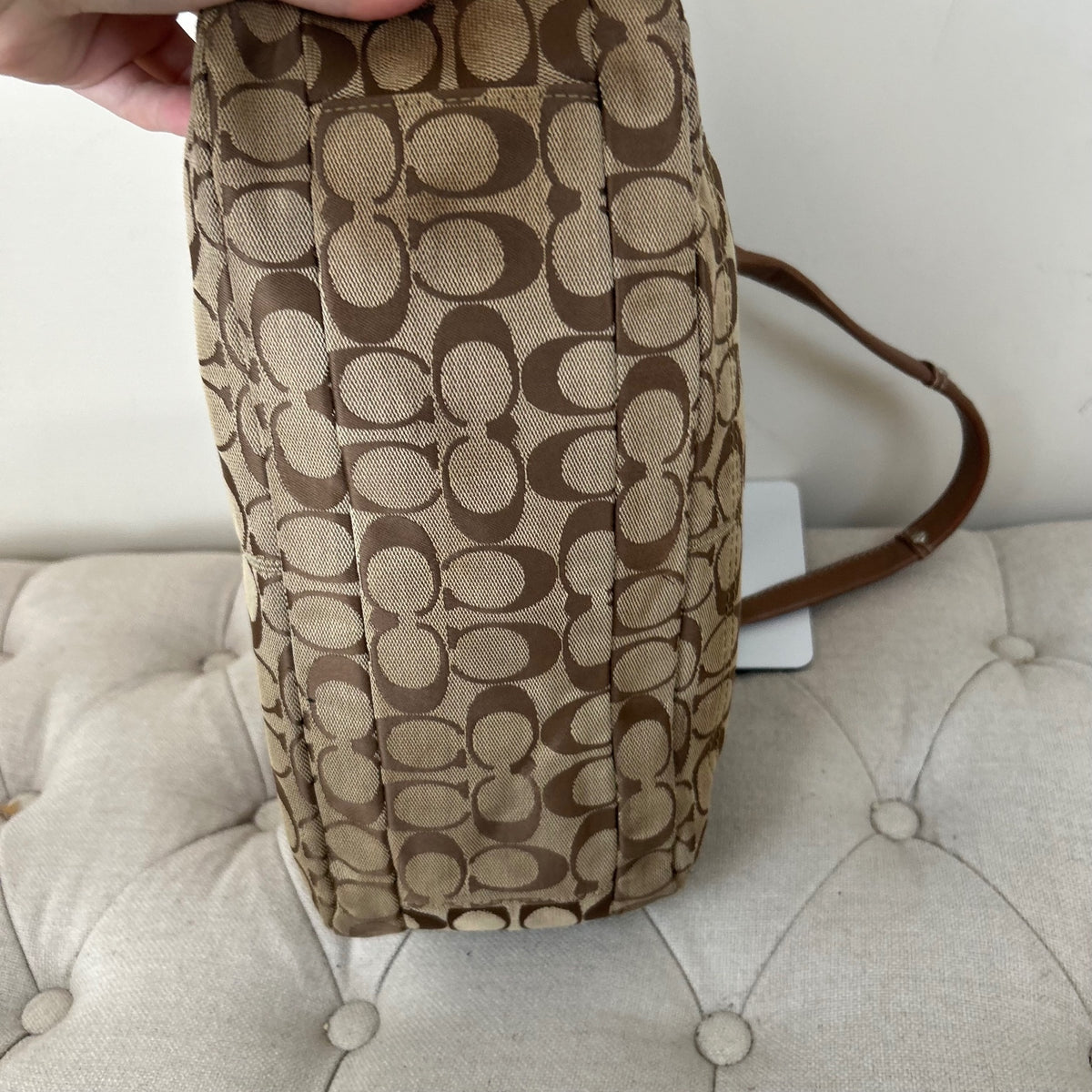 Coach Brown Signature Monogram Satchel Shoulder Bag C1076-F14695
