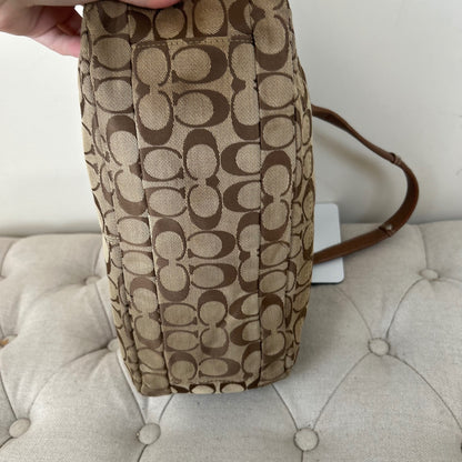 Coach Brown Signature Monogram Satchel Shoulder Bag C1076-F14695
