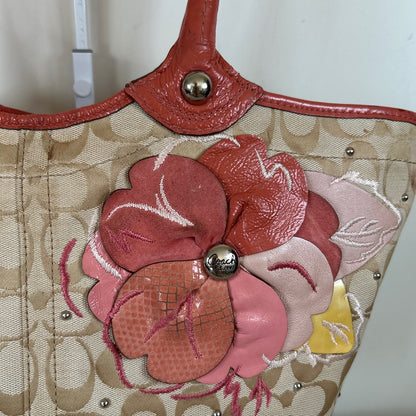 Coach Pink & Beige Floral Bleecker Tote Shoulder Bag M1073-F16276