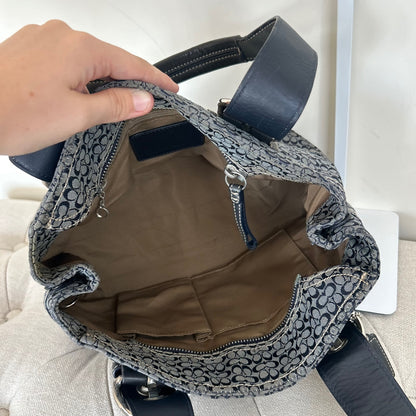 Coach Blue Monogram Tote Shoulder Bag E0885-F12310